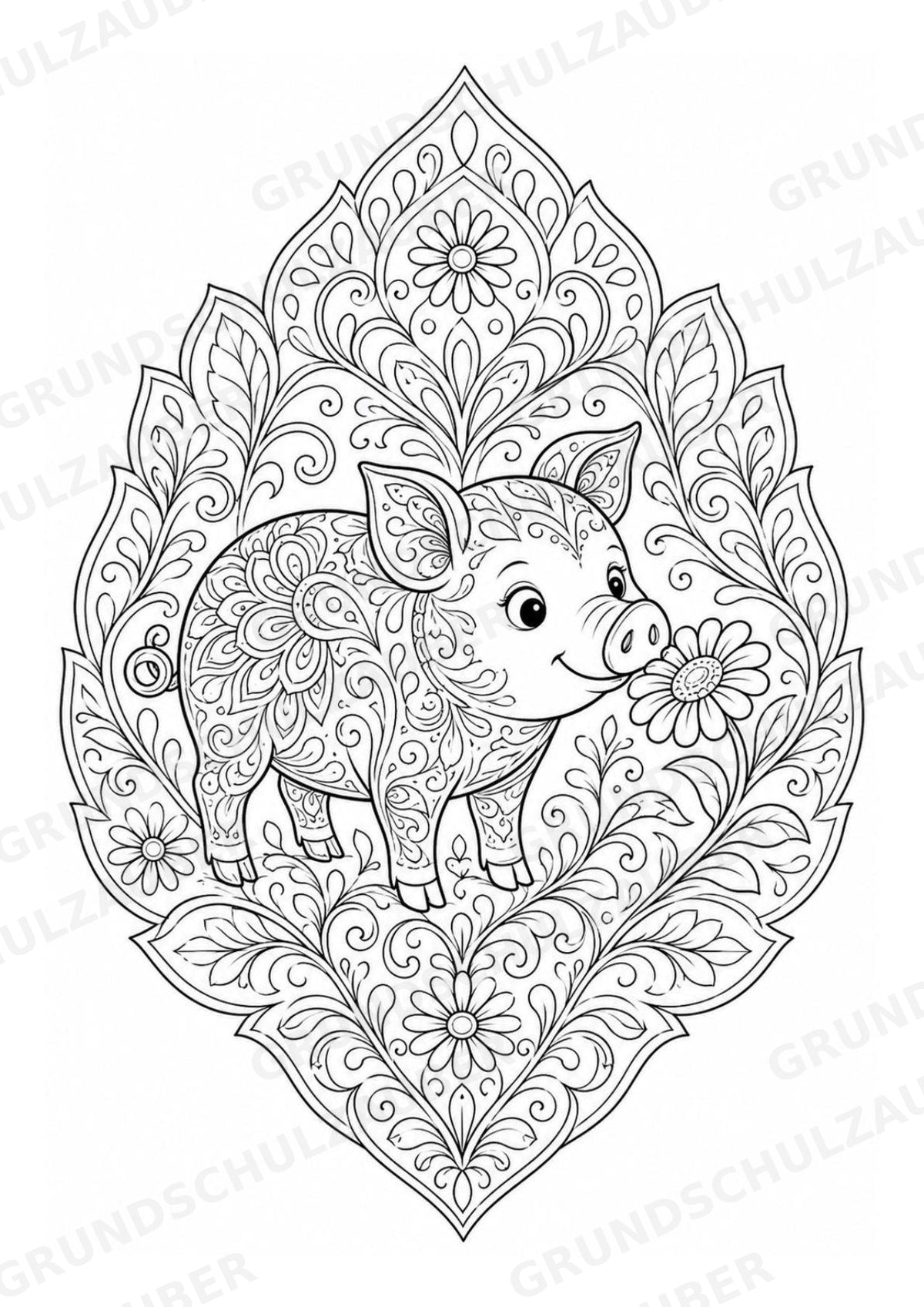 Schwein Mandalas Ausmalbilder – Tiere – 15 Malvorlagen – Materialseite 8