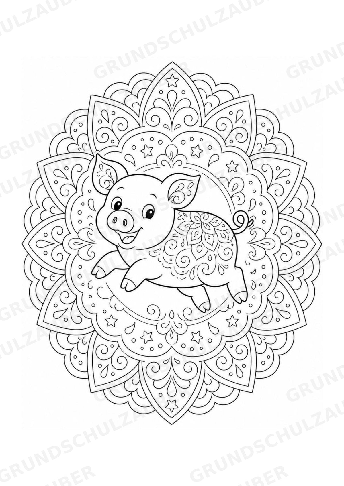Schwein Mandalas Ausmalbilder – Tiere – 15 Malvorlagen – Materialseite 9
