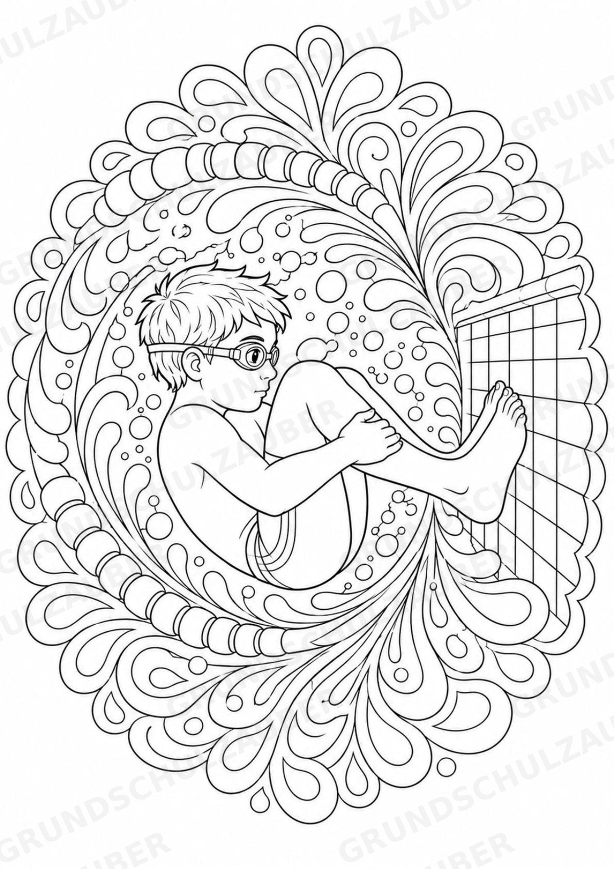 Schwimmen Mandalas Ausmalbilder – Sport – 15 Malvorlagen – Materialseite 8