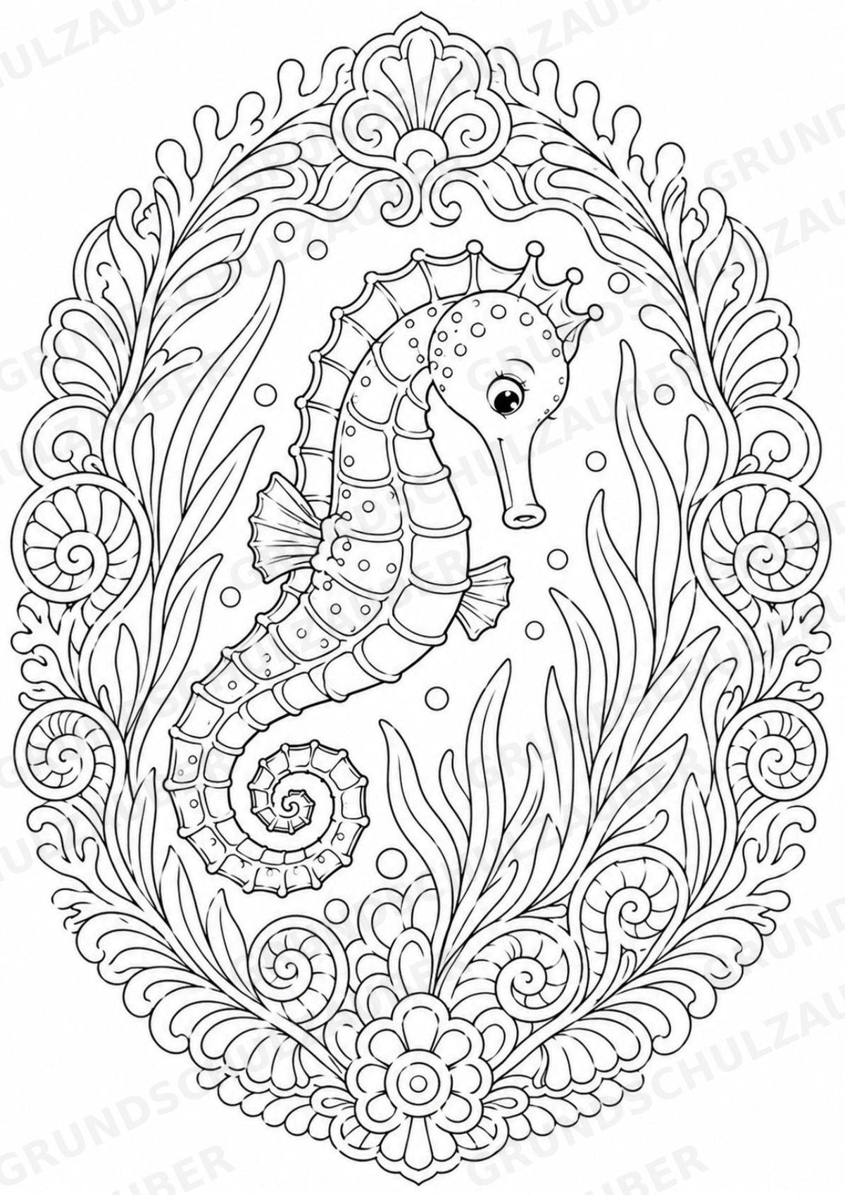 Seepferdchen Mandalas Ausmalbilder – Tiere – 15 Malvorlagen – Materialseite 10