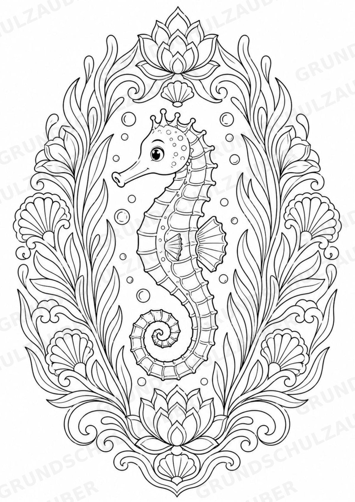 Seepferdchen Mandalas Ausmalbilder – Tiere – 15 Malvorlagen – Materialseite 11