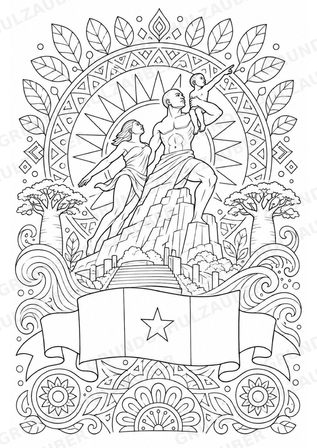 Senegal Mandalas Ausmalbilder – Länder und Kulturen – 15 Malvorlagen – Materialseite 2