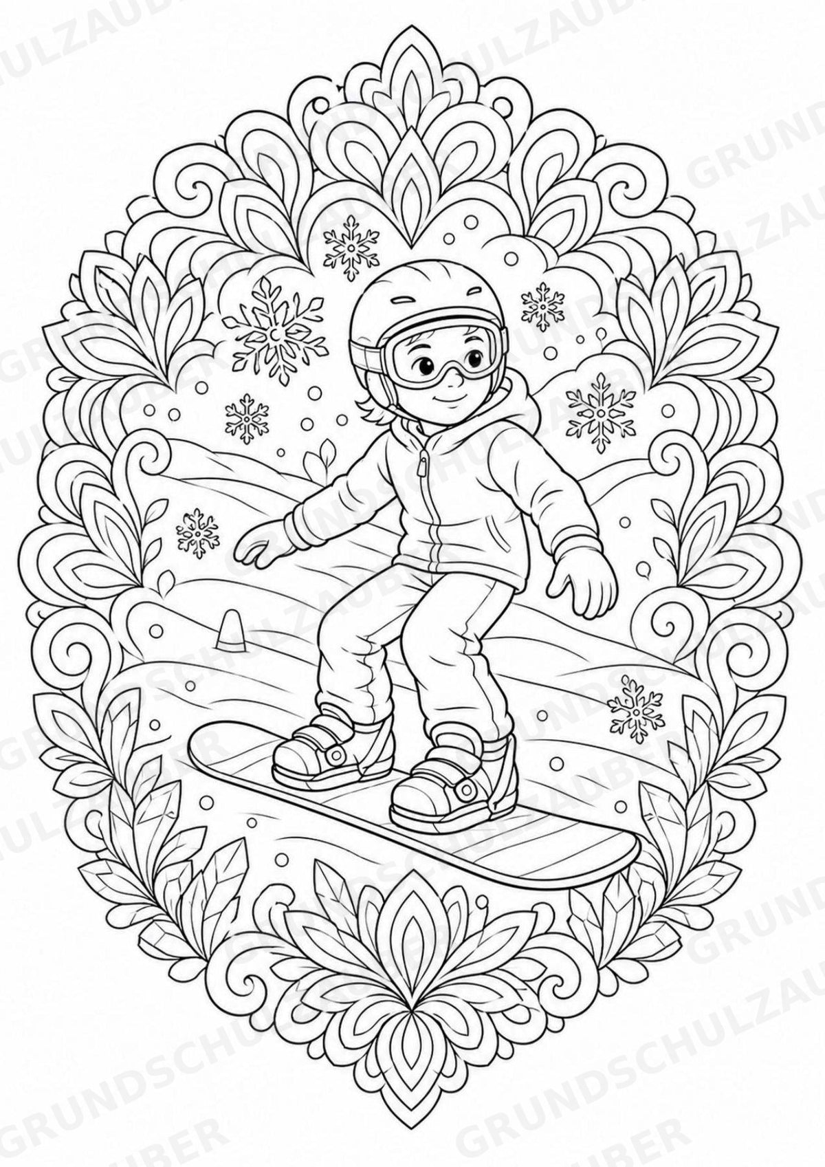 Snowboarding Mandalas Ausmalbilder – Sport – 15 Malvorlagen – Materialseite 3