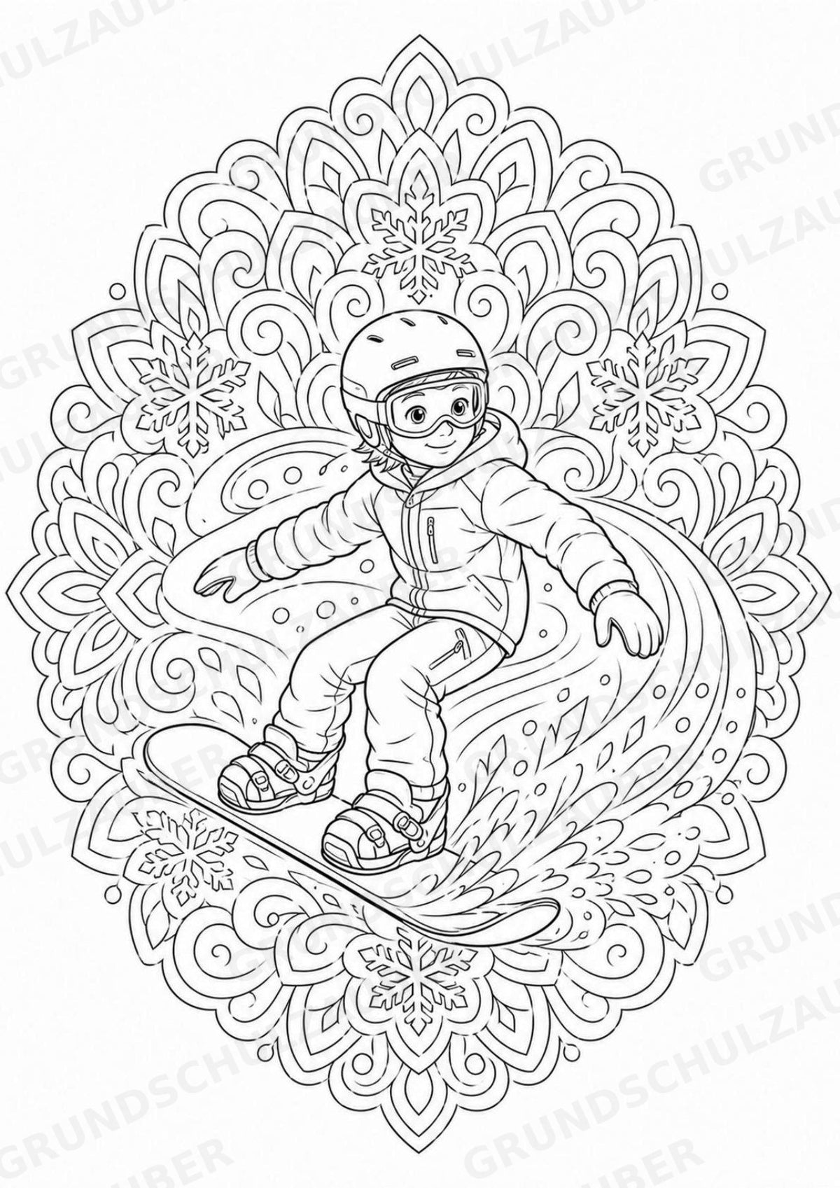 Snowboarding Mandalas Ausmalbilder – Sport – 15 Malvorlagen – Materialseite 11