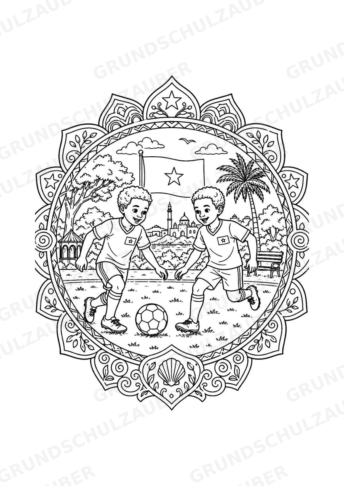 Somalia Mandalas Ausmalbilder – Länder und Kulturen – 15 Malvorlagen – Materialseite 14