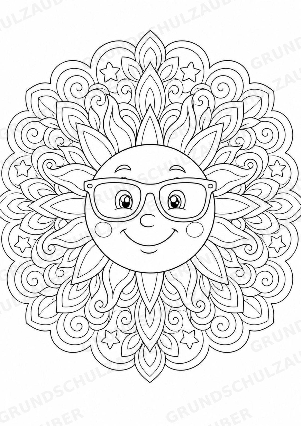 Sommer Mandalas Ausmalbilder – Wetter und Jahreszeiten – 15 Malvorlagen – Materialseite 2