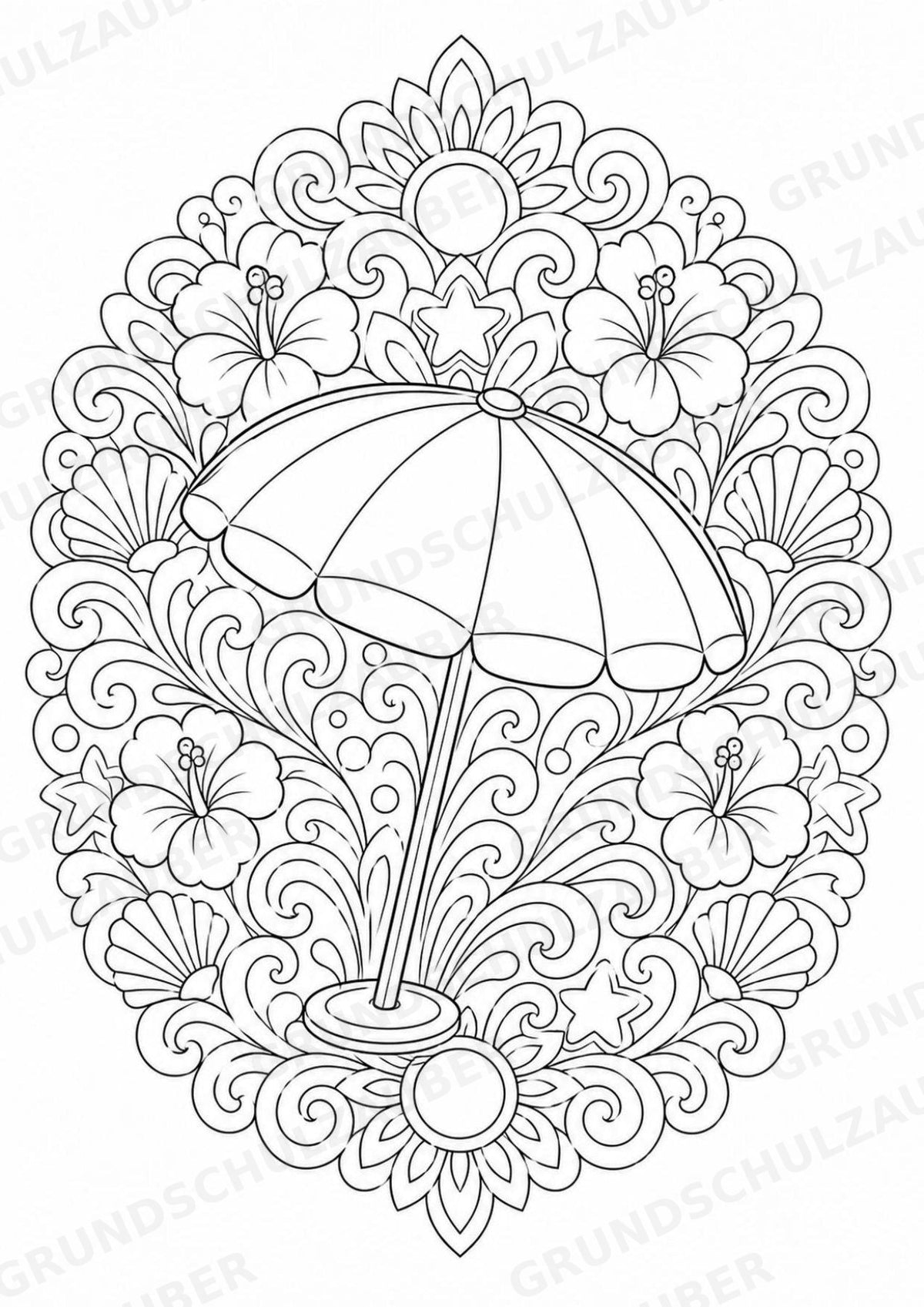 Sommer Mandalas Ausmalbilder – Wetter und Jahreszeiten – 15 Malvorlagen – Materialseite 16