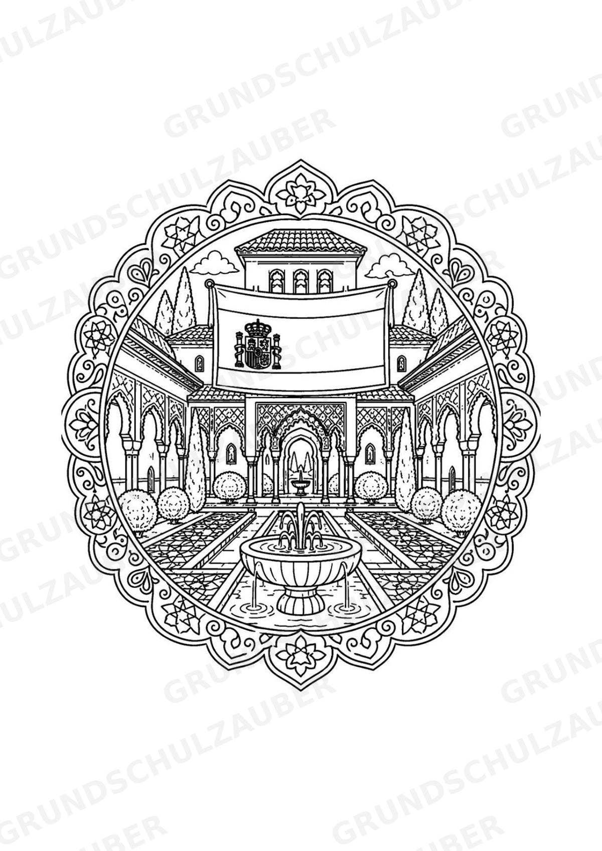 Spanien Mandalas Ausmalbilder – Länder und Kulturen – 15 Malvorlagen – Materialseite 3