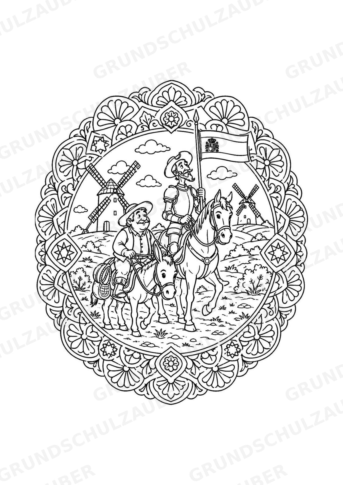 Spanien Mandalas Ausmalbilder – Länder und Kulturen – 15 Malvorlagen – Materialseite 6