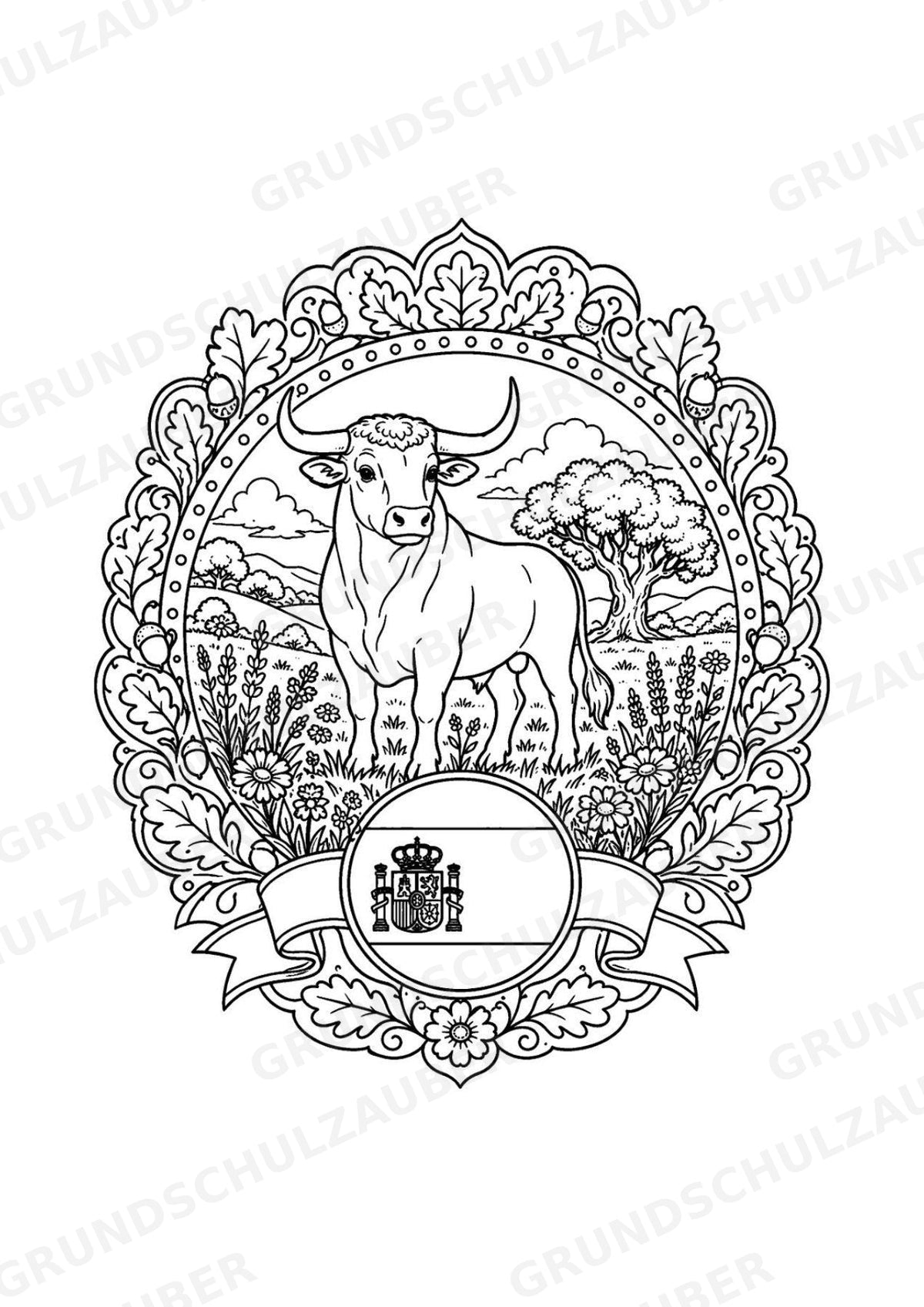 Spanien Mandalas Ausmalbilder – Länder und Kulturen – 15 Malvorlagen – Materialseite 7