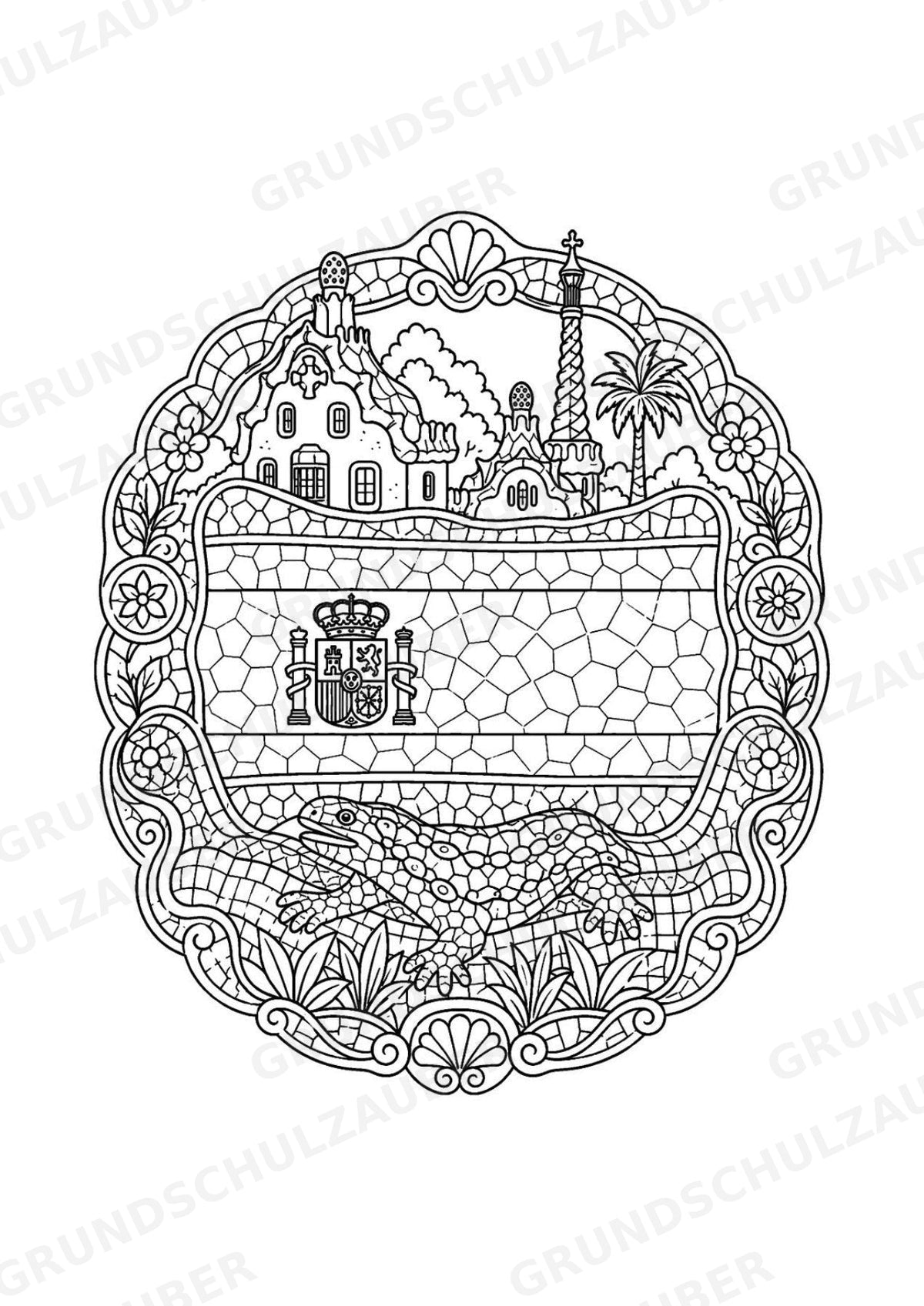 Spanien Mandalas Ausmalbilder – Länder und Kulturen – 15 Malvorlagen – Materialseite 10