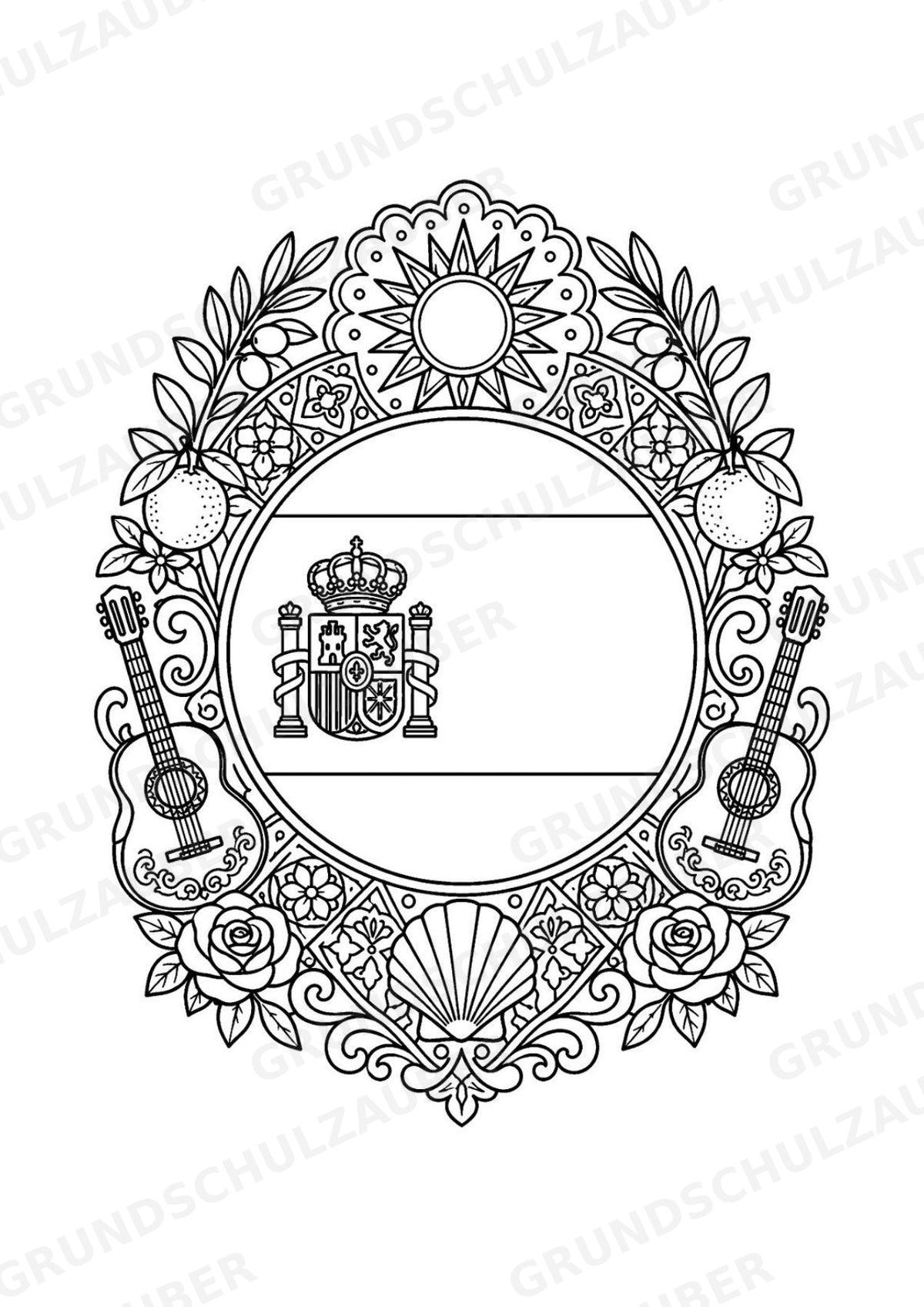 Spanien Mandalas Ausmalbilder – Länder und Kulturen – 15 Malvorlagen – Materialseite 16