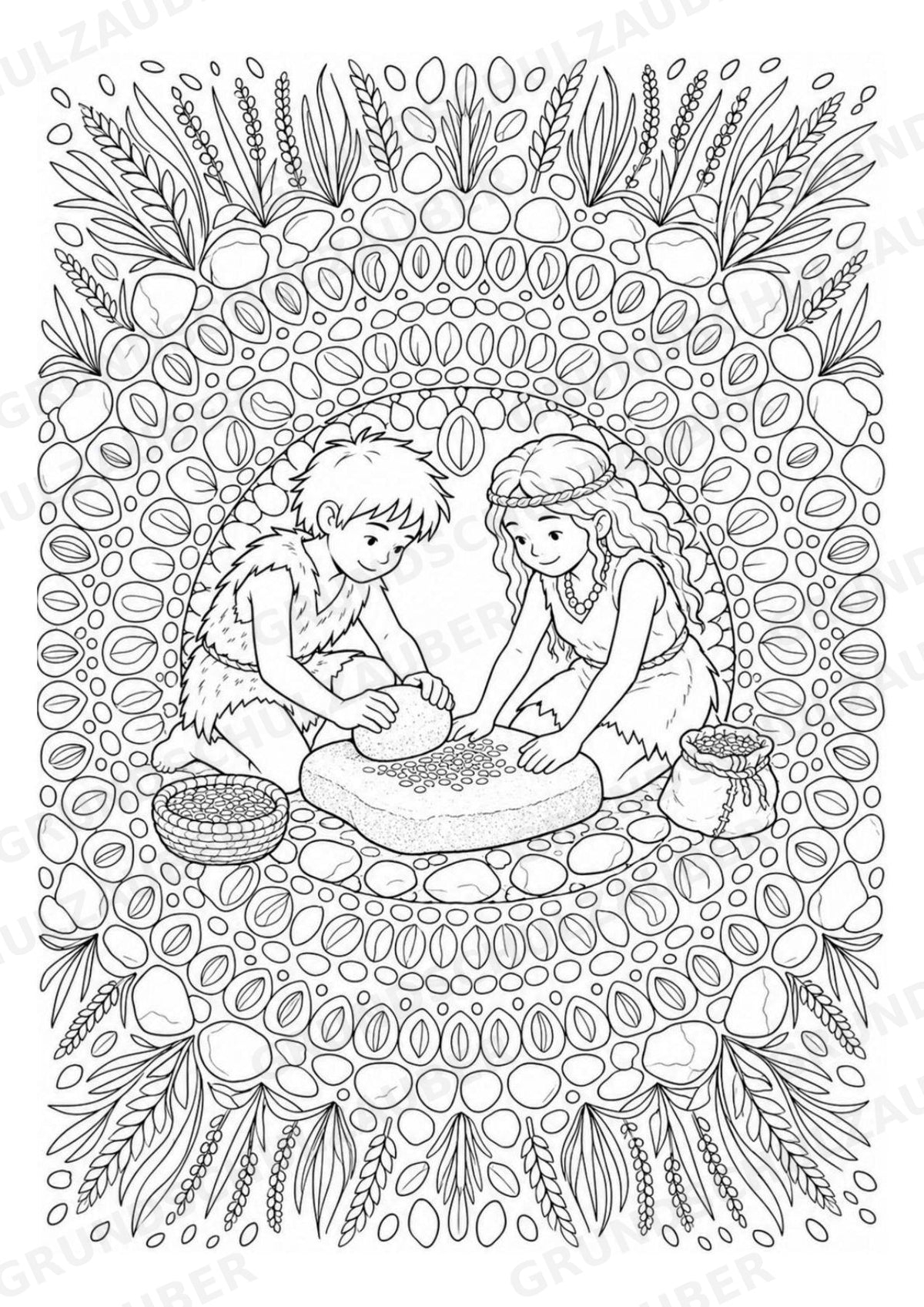 Steinzeit Mandalas Ausmalbilder – Geschichte und Kulturen – 15 Malvorlagen – Materialseite 12