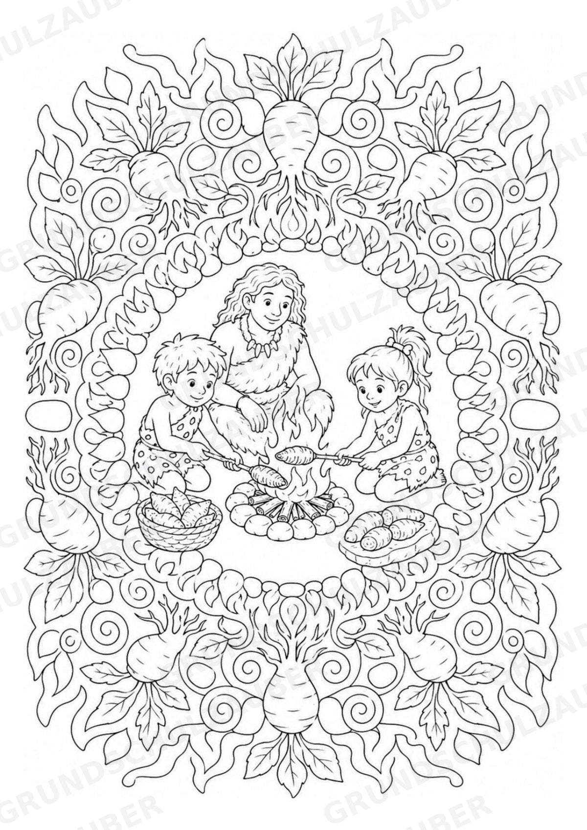 Steinzeit Mandalas Ausmalbilder – Geschichte und Kulturen – 15 Malvorlagen – Materialseite 13