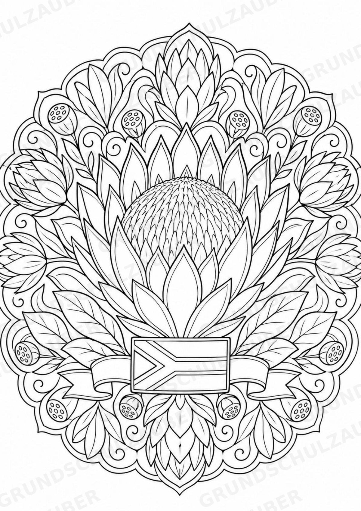 Südafrika Mandalas Ausmalbilder – Länder und Kulturen – 15 Malvorlagen – Materialseite 6