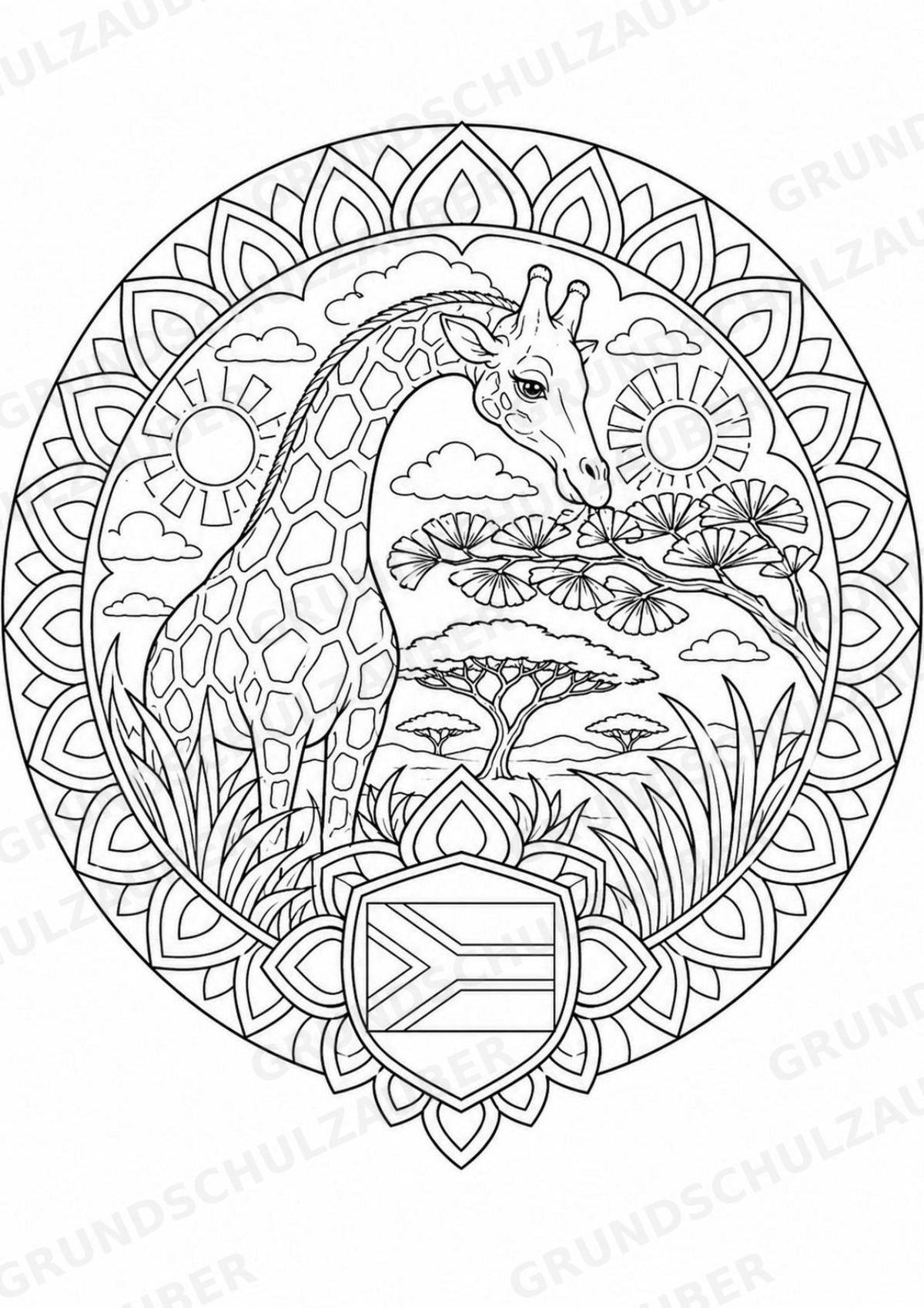 Südafrika Mandalas Ausmalbilder – Länder und Kulturen – 15 Malvorlagen – Materialseite 9