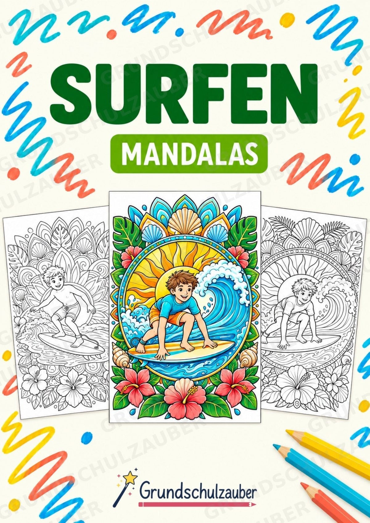 Surfen Mandalas Ausmalbilder – Sport – 15 Malvorlagen – Cover