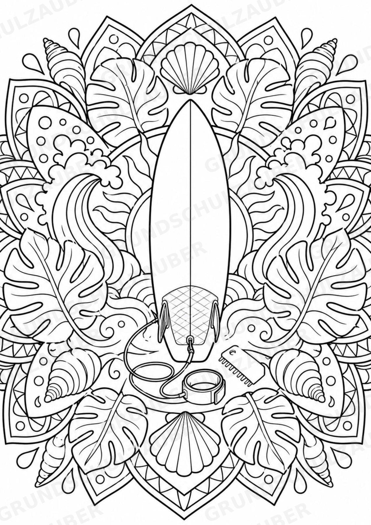 Surfen Mandalas Ausmalbilder – Sport – 15 Malvorlagen – Materialseite 3