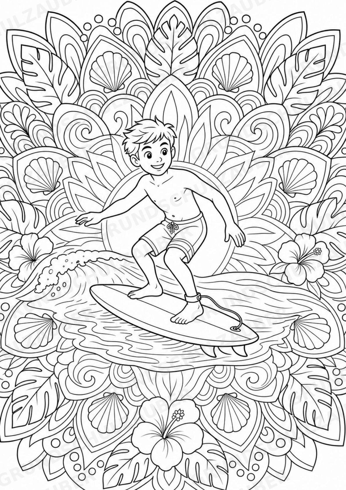 Surfen Mandalas Ausmalbilder – Sport – 15 Malvorlagen – Materialseite 4
