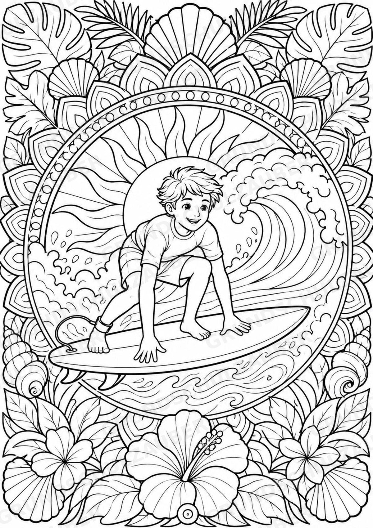 Surfen Mandalas Ausmalbilder – Sport – 15 Malvorlagen – Materialseite 5