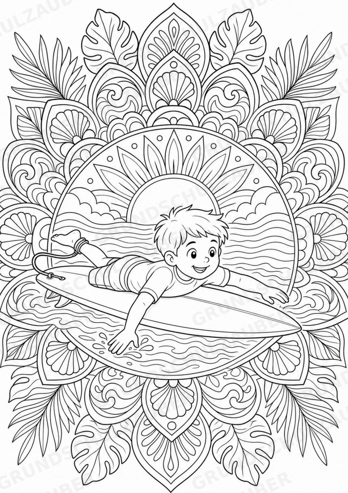 Surfen Mandalas Ausmalbilder – Sport – 15 Malvorlagen – Materialseite 7