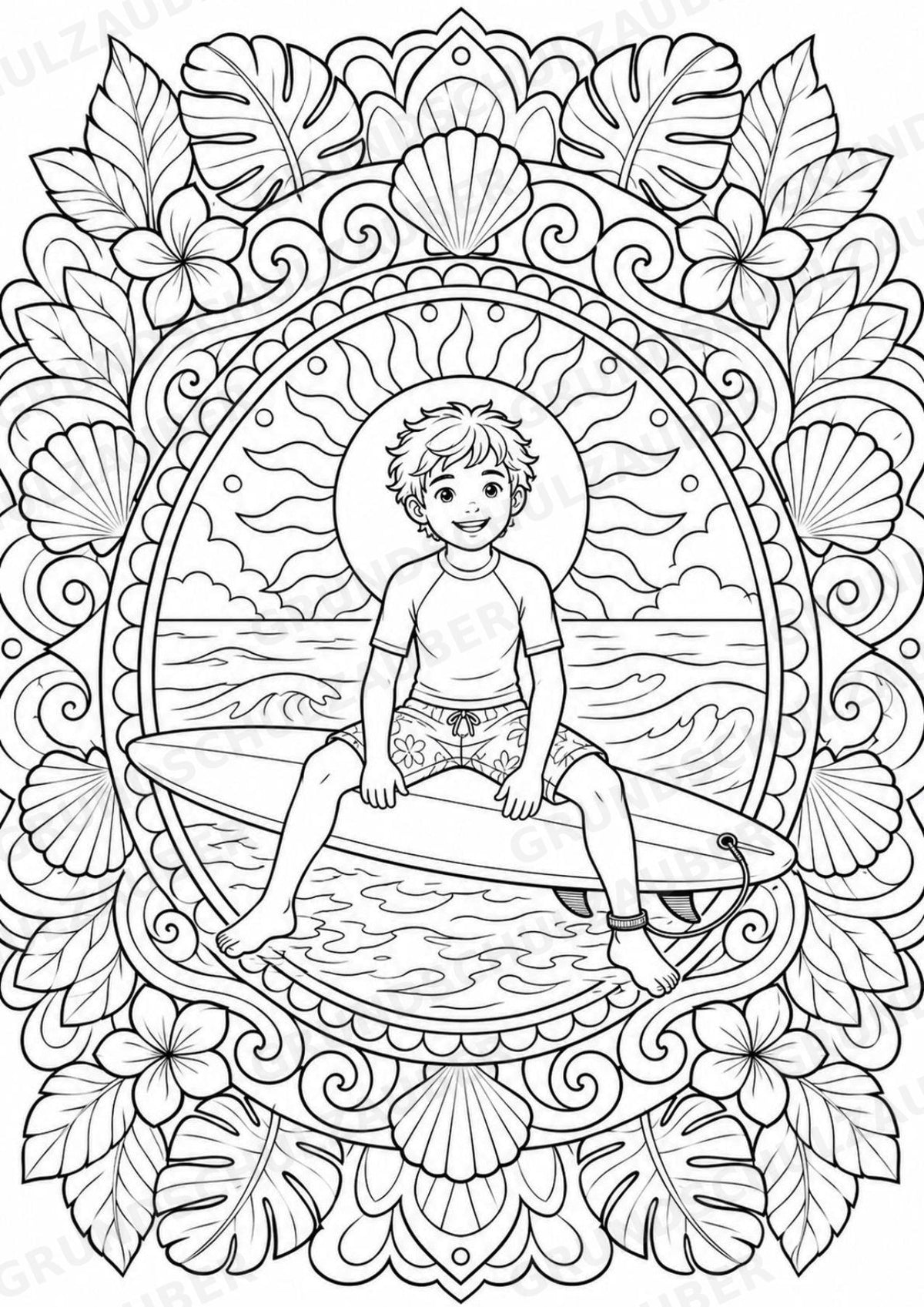 Surfen Mandalas Ausmalbilder – Sport – 15 Malvorlagen – Materialseite 9