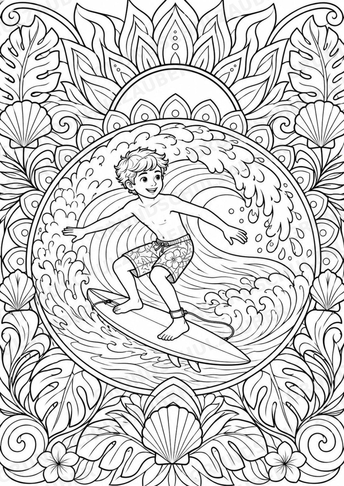 Surfen Mandalas Ausmalbilder – Sport – 15 Malvorlagen – Materialseite 10
