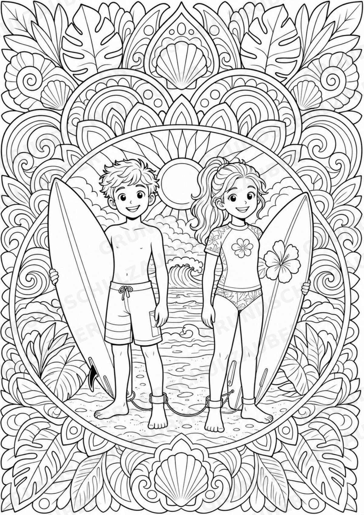 Surfen Mandalas Ausmalbilder – Sport – 15 Malvorlagen – Materialseite 16