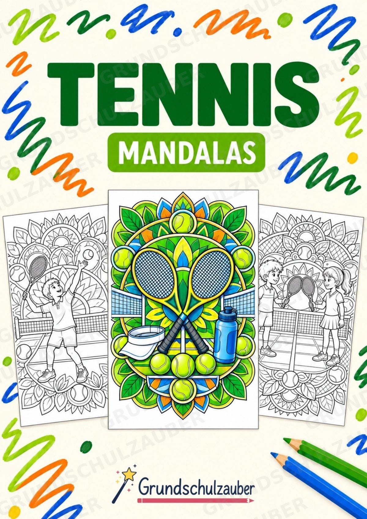 Tennis Mandalas Ausmalbilder – Sport – 15 Malvorlagen – Cover