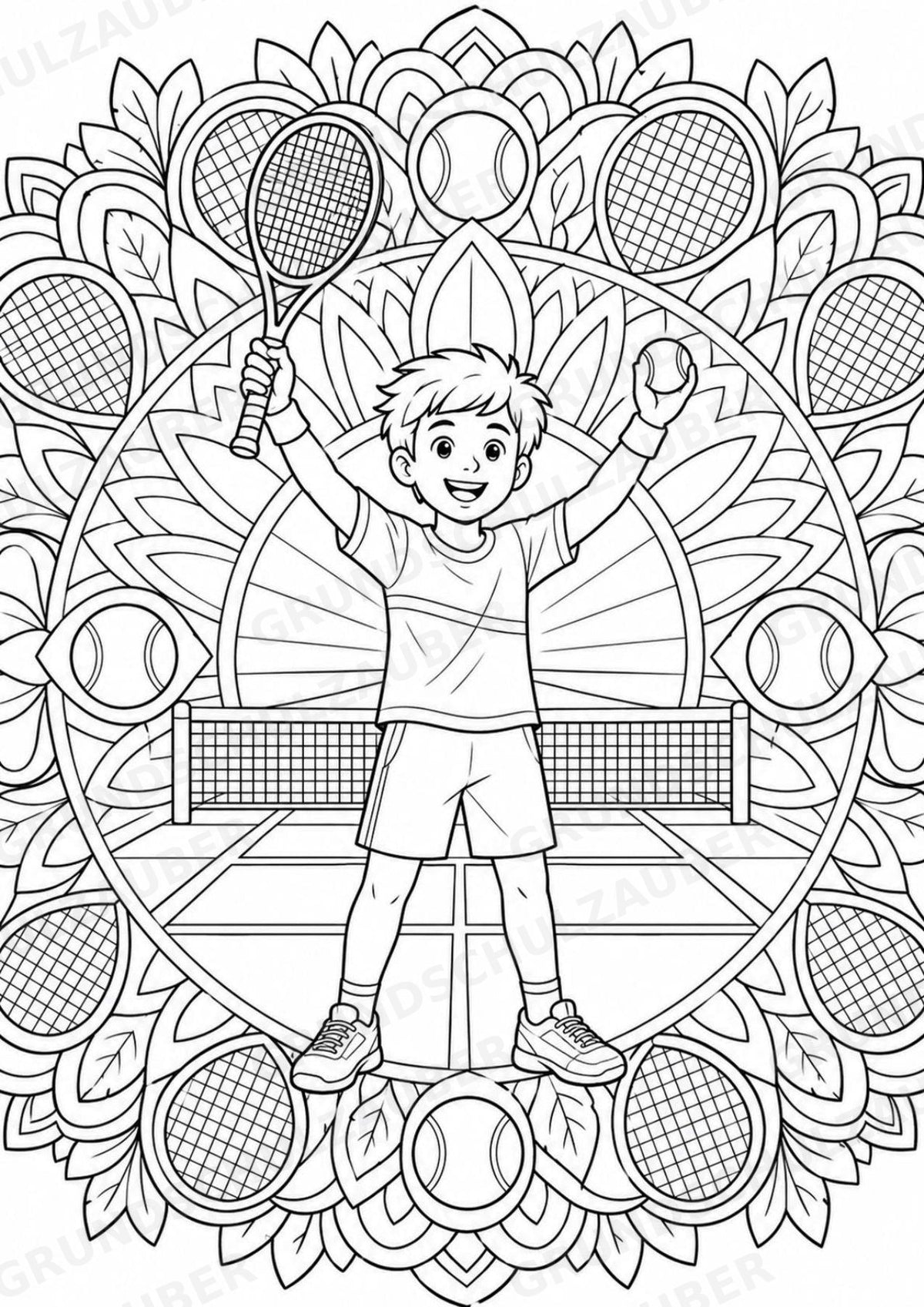 Tennis Mandalas Ausmalbilder – Sport – 15 Malvorlagen – Materialseite 7