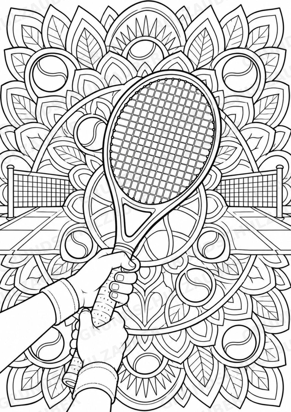 Tennis Mandalas Ausmalbilder – Sport – 15 Malvorlagen – Materialseite 8