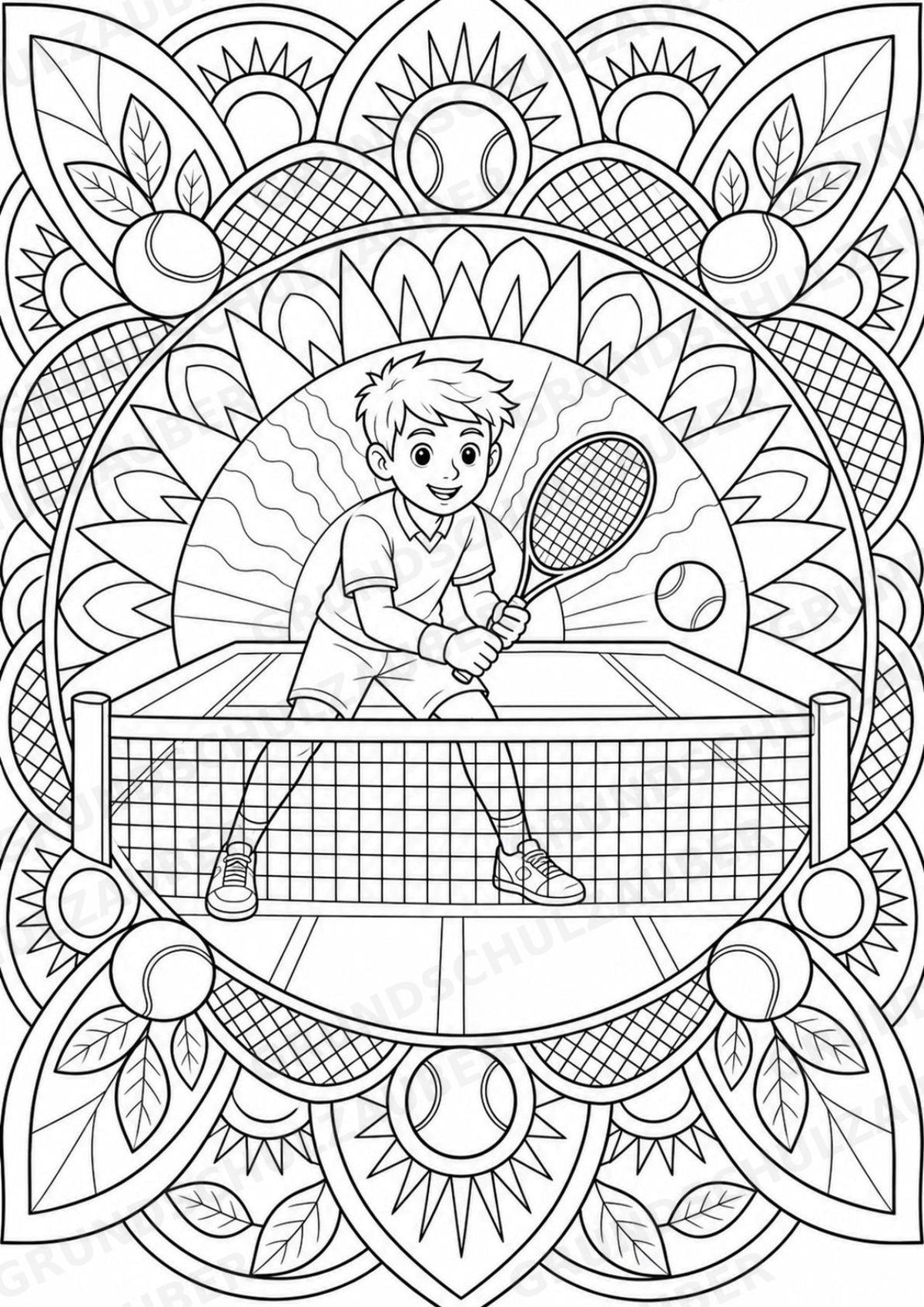 Tennis Mandalas Ausmalbilder – Sport – 15 Malvorlagen – Materialseite 11