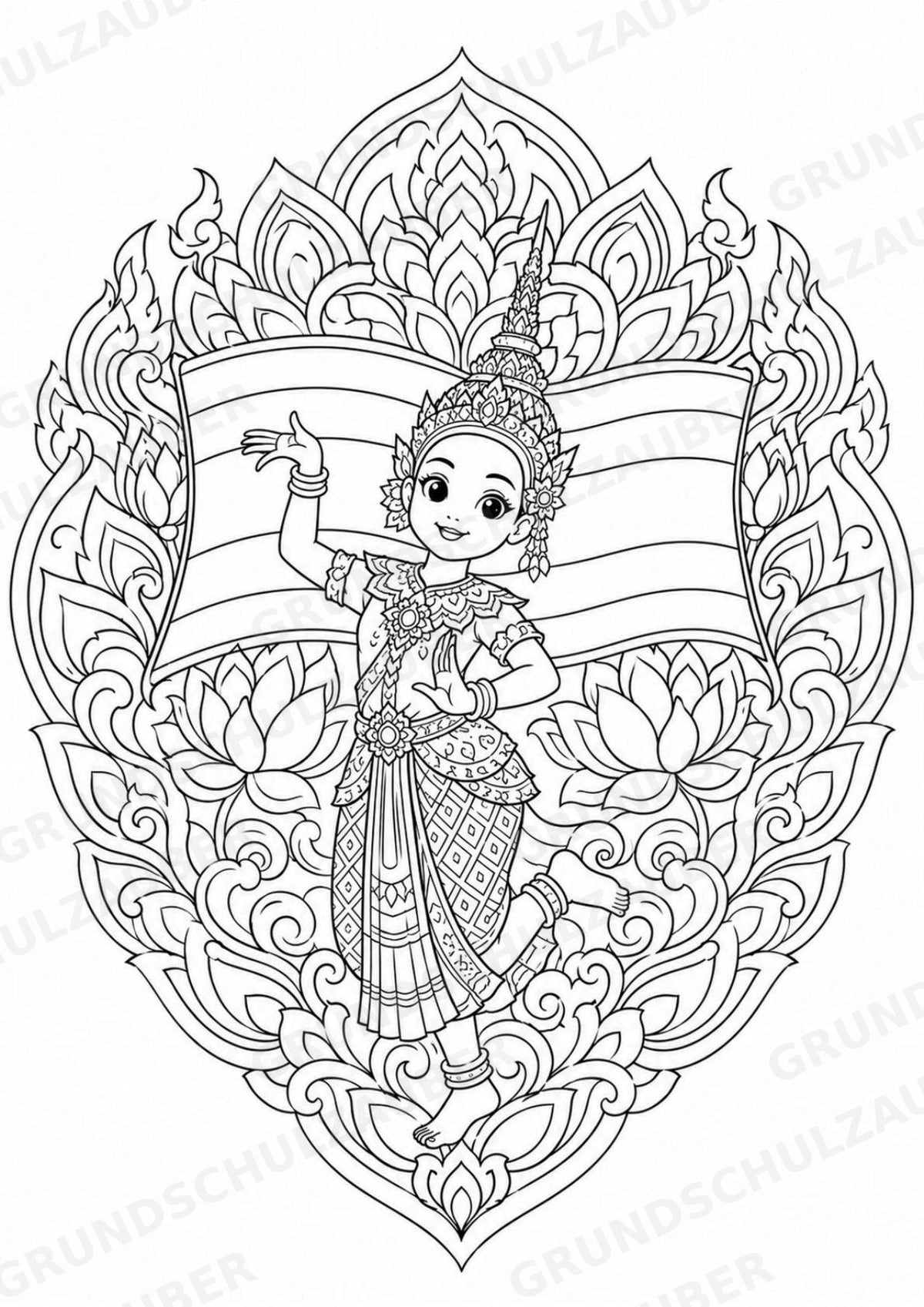 Thailand Mandalas Ausmalbilder – Länder und Kulturen – 15 Malvorlagen – Materialseite 3