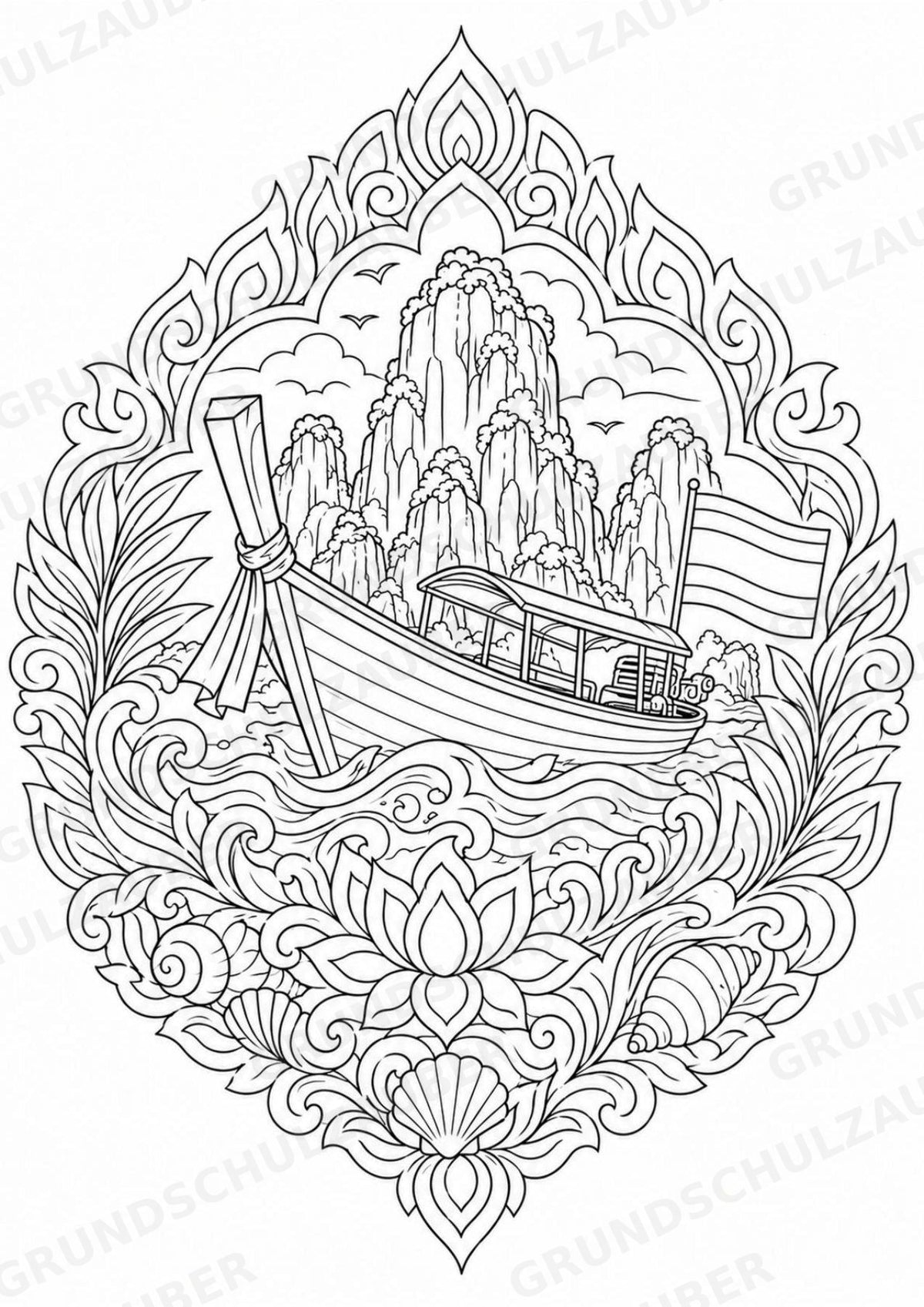 Thailand Mandalas Ausmalbilder – Länder und Kulturen – 15 Malvorlagen – Materialseite 4