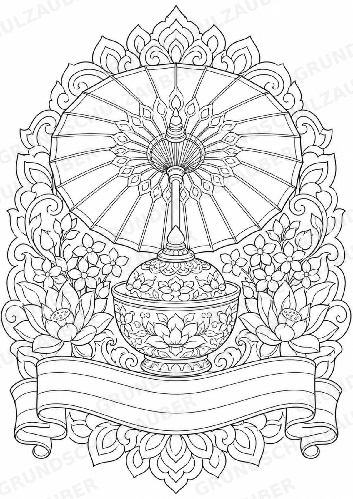 Thailand Mandalas Ausmalbilder – Länder und Kulturen – 15 Malvorlagen – Materialseite 12