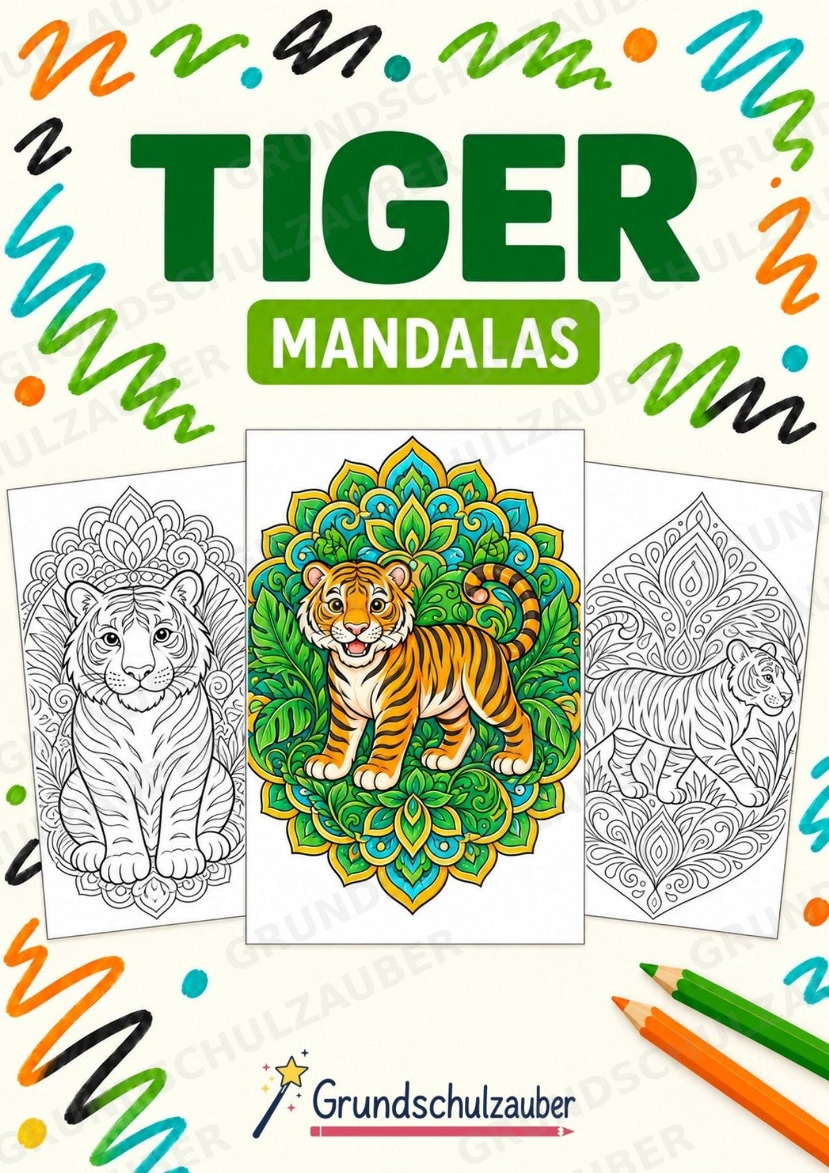 Tiger Mandalas Ausmalbilder – Tiere – 15 Malvorlagen – Cover