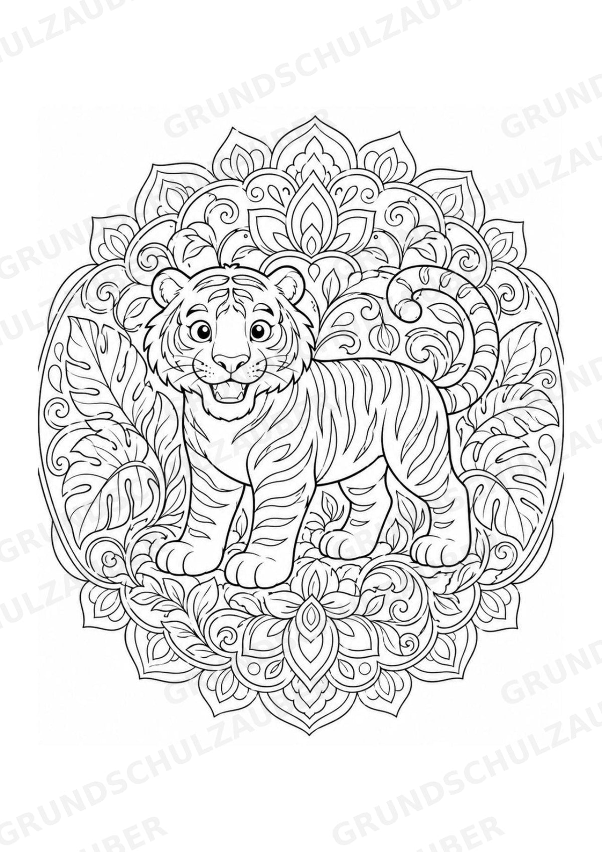 Tiger Mandalas Ausmalbilder – Tiere – 15 Malvorlagen – Materialseite 2