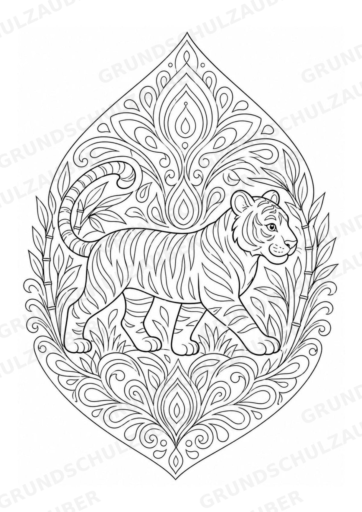 Tiger Mandalas Ausmalbilder – Tiere – 15 Malvorlagen – Materialseite 4