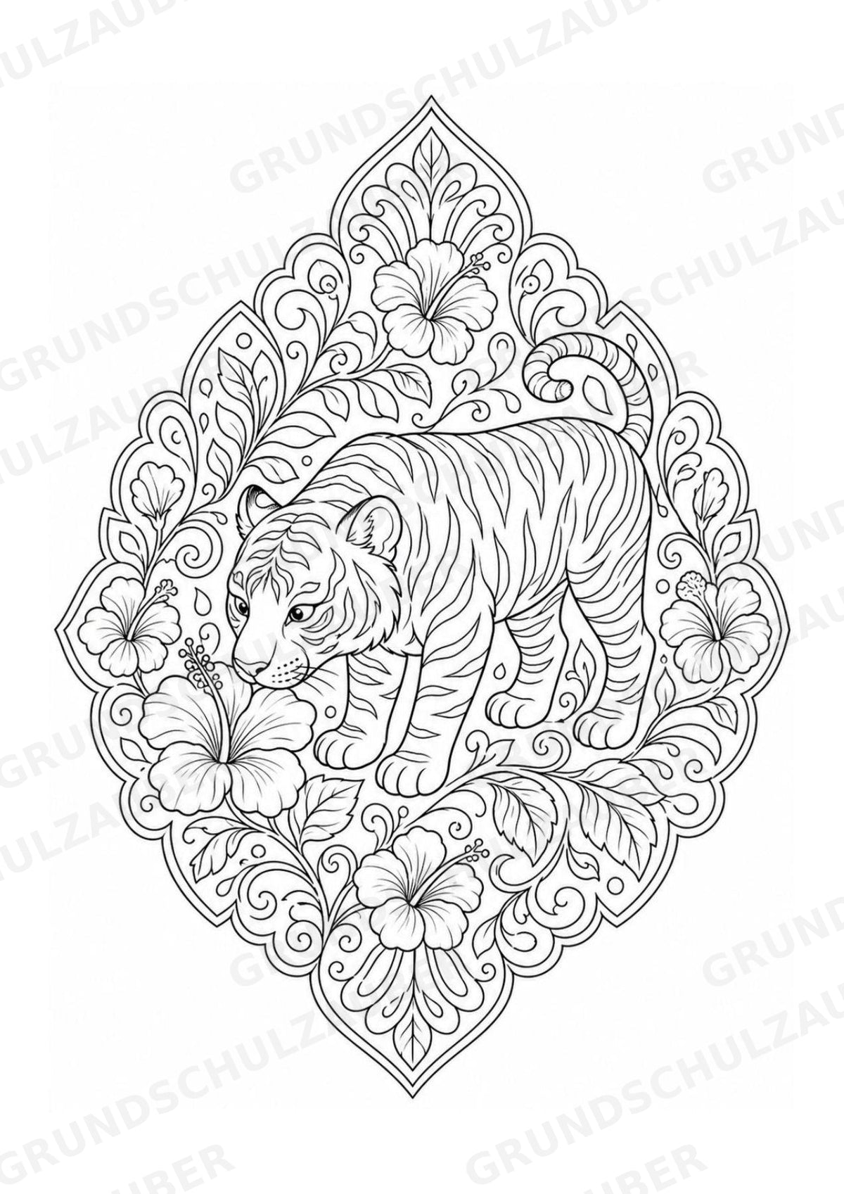 Tiger Mandalas Ausmalbilder – Tiere – 15 Malvorlagen – Materialseite 8