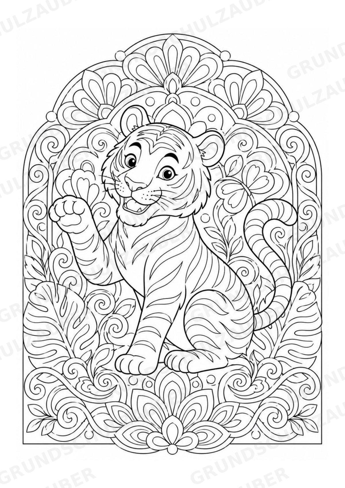 Tiger Mandalas Ausmalbilder – Tiere – 15 Malvorlagen – Materialseite 13