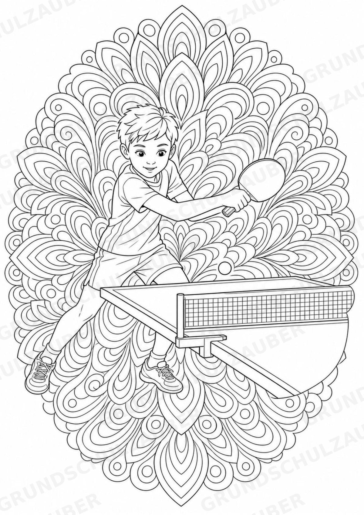 Tischtennis Mandalas Ausmalbilder – Sport – 15 Malvorlagen – Materialseite 3