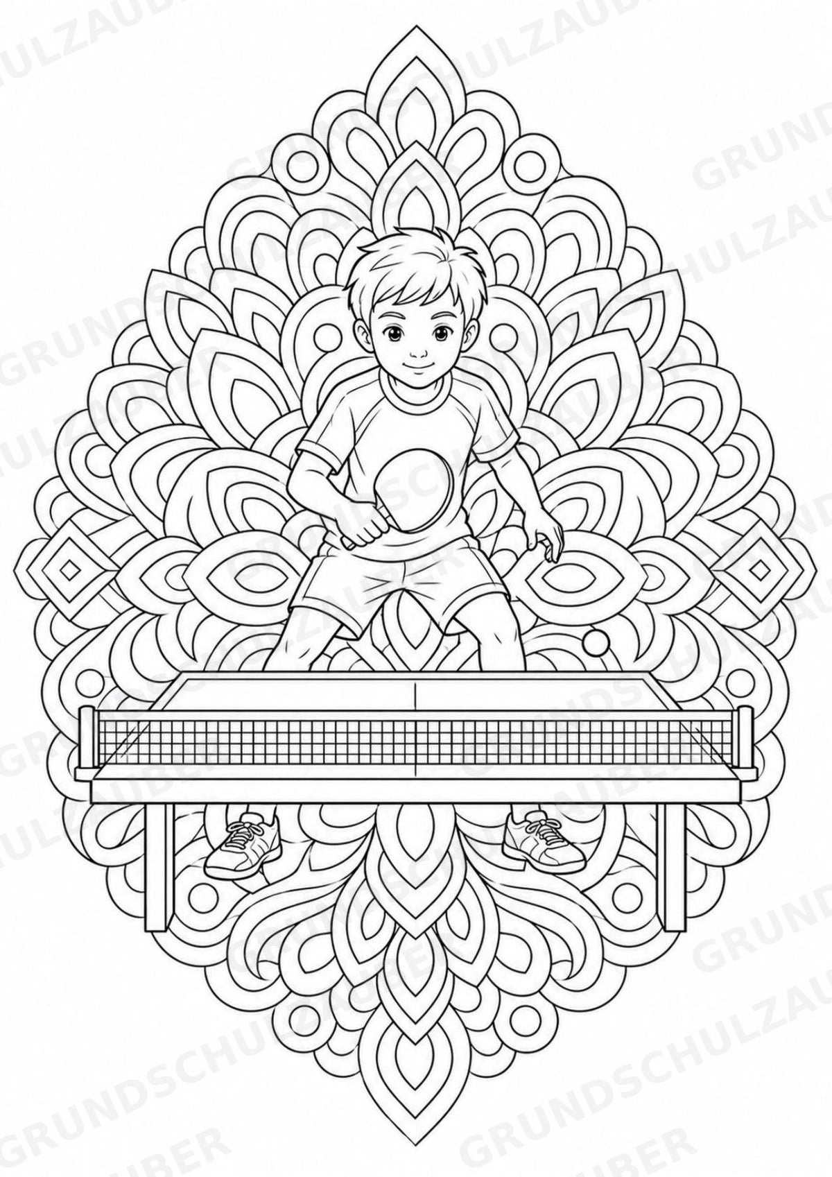 Tischtennis Mandalas Ausmalbilder – Sport – 15 Malvorlagen – Materialseite 7