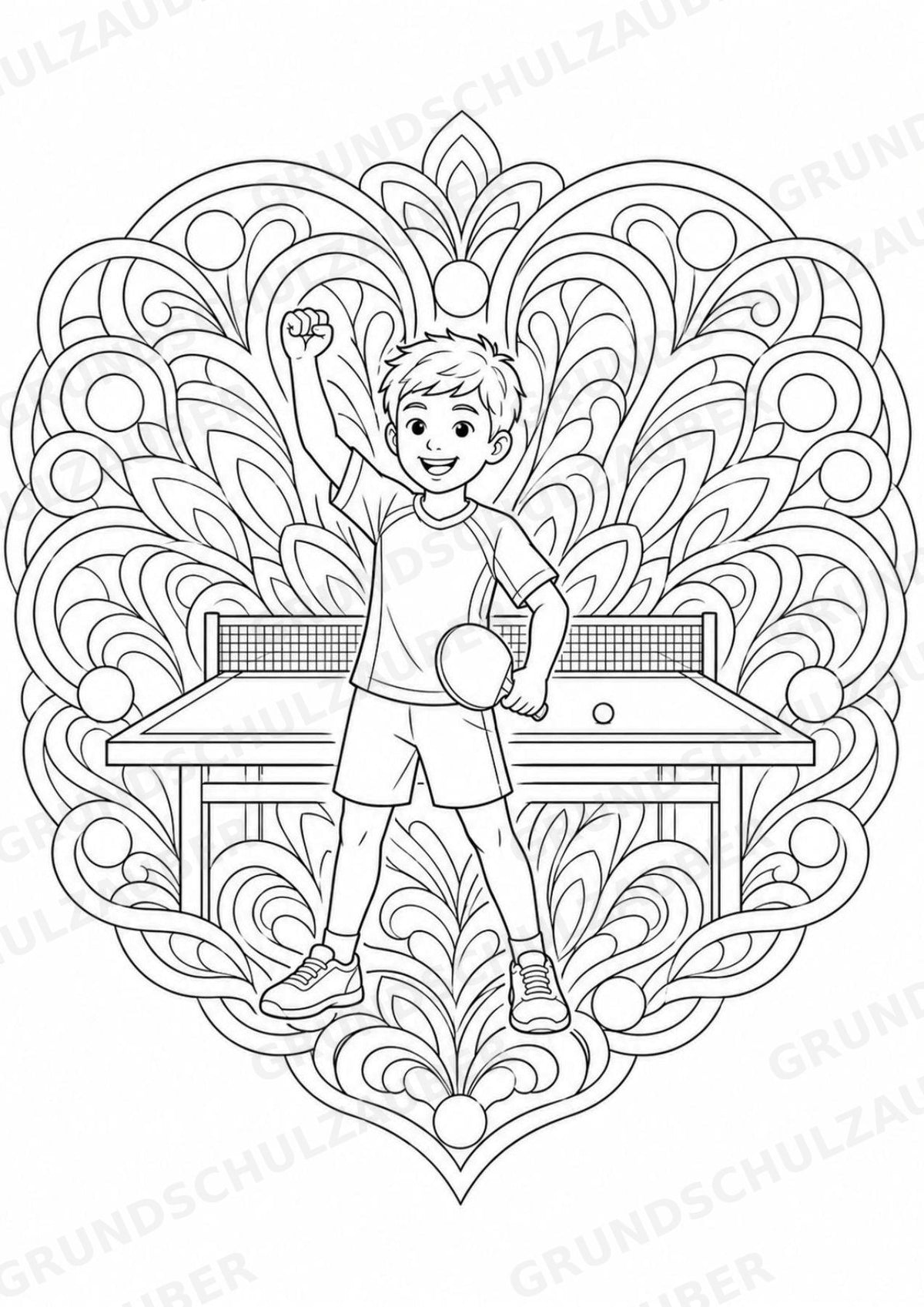 Tischtennis Mandalas Ausmalbilder – Sport – 15 Malvorlagen – Materialseite 13