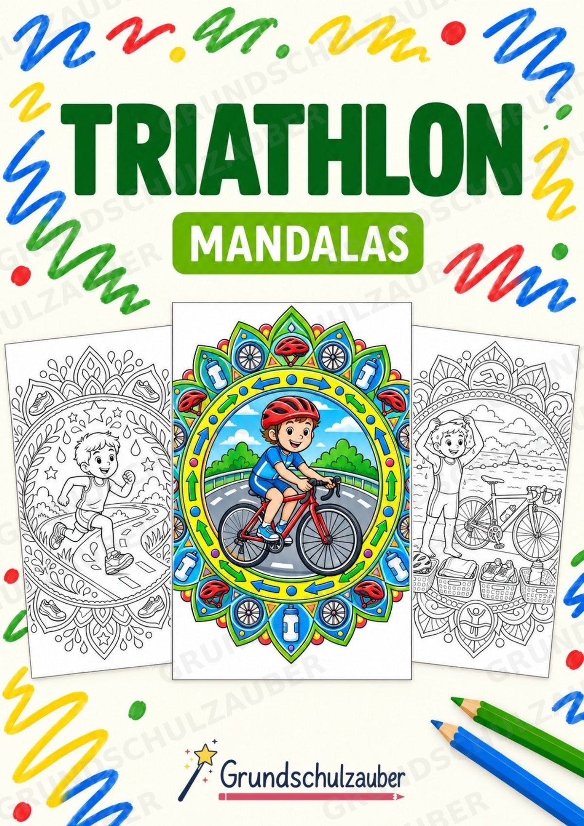 Triathlon Mandalas Ausmalbilder – Sport – 15 Malvorlagen – Cover