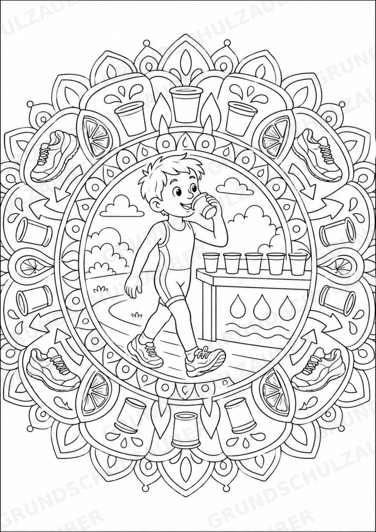 Triathlon Mandalas Ausmalbilder – Sport – 15 Malvorlagen – Materialseite 10