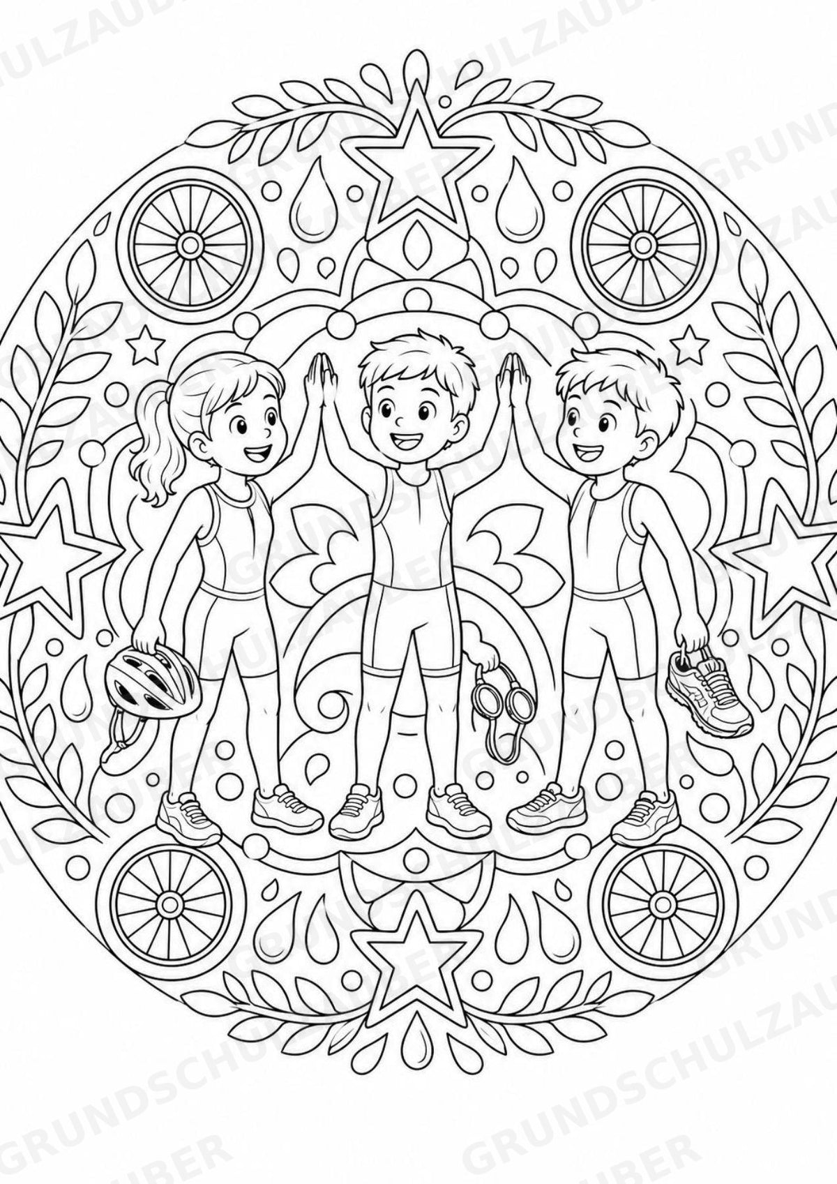 Triathlon Mandalas Ausmalbilder – Sport – 15 Malvorlagen – Materialseite 15