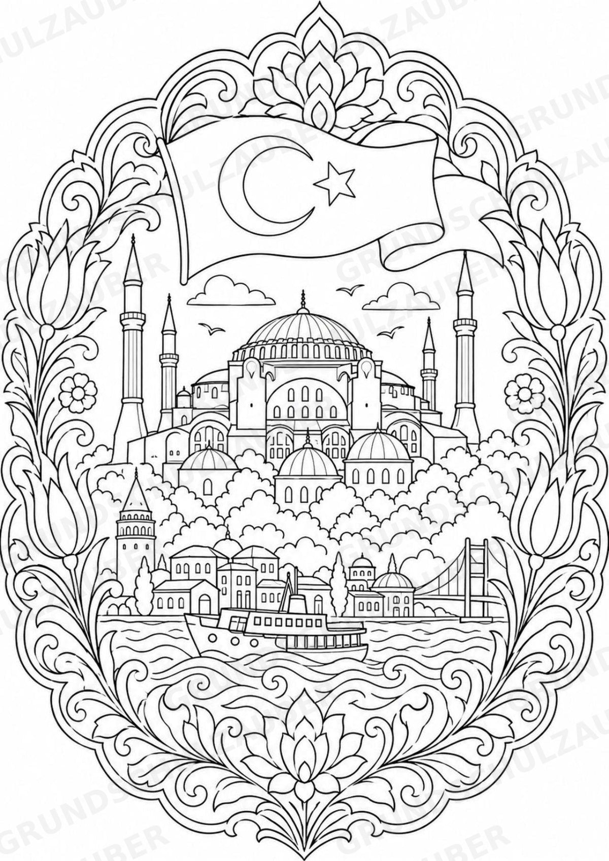 Türkei Mandalas Ausmalbilder – Länder und Kulturen – 15 Malvorlagen – Materialseite 2