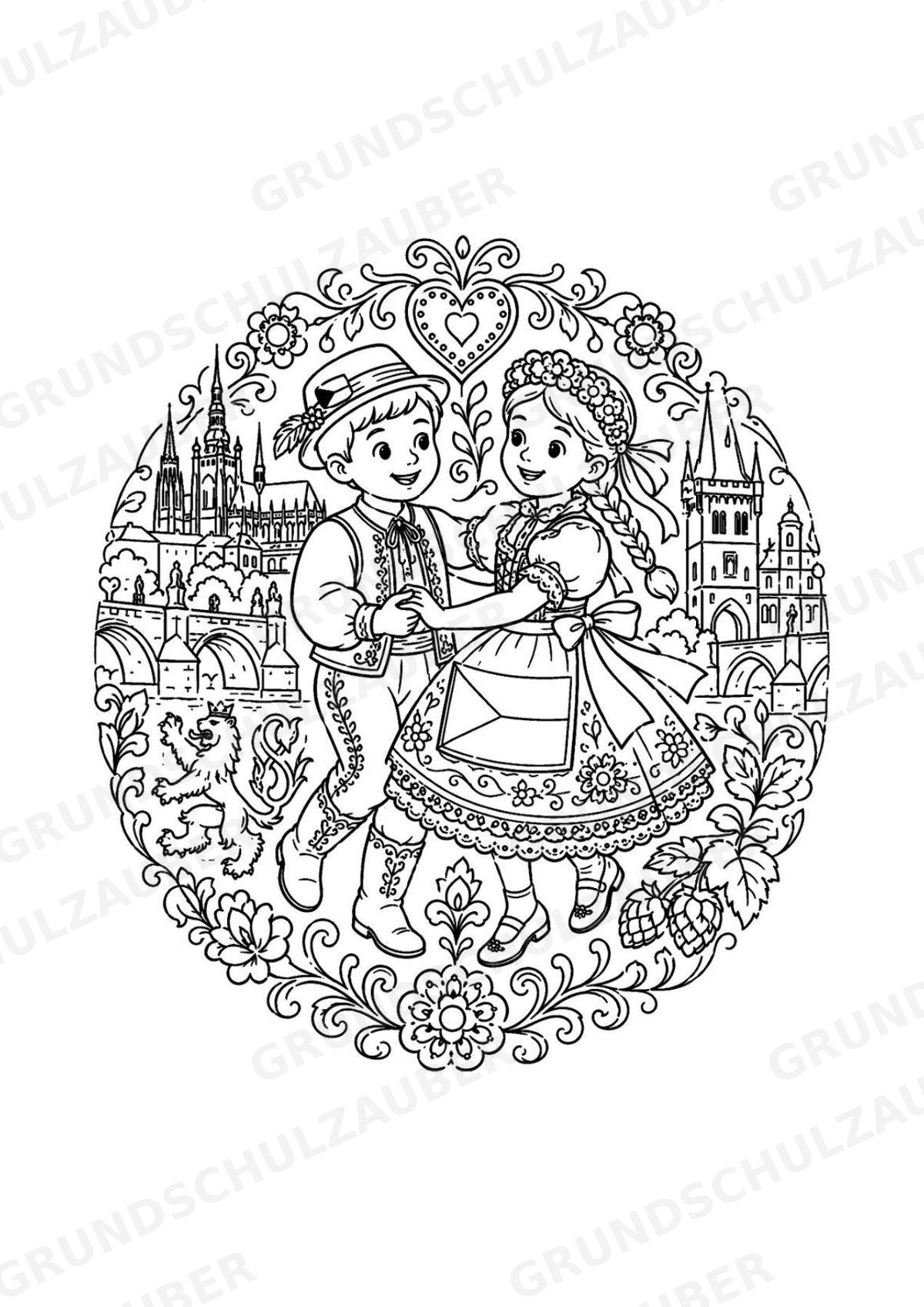 Tschechische Republik Mandalas Ausmalbilder – Länder und Kulturen – 15 Malvorlagen – Materialseite 8