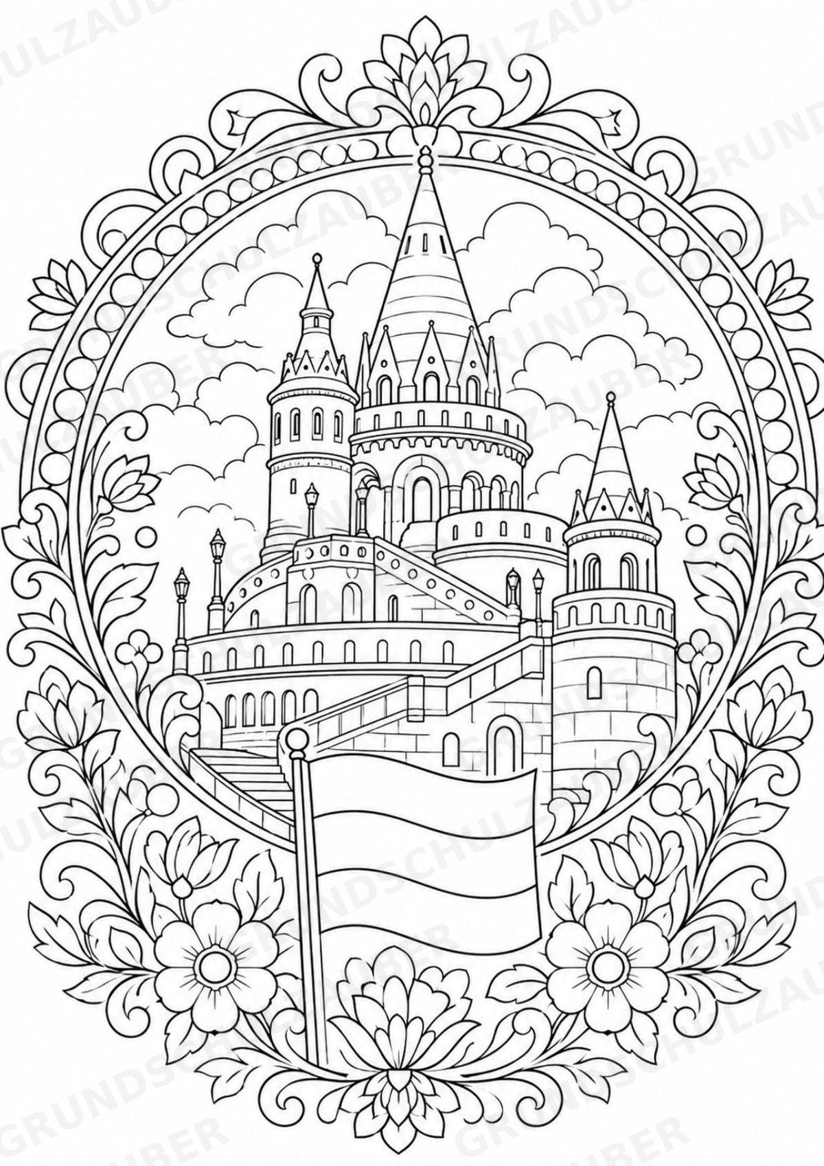Ungarn Mandalas Ausmalbilder – Länder und Kulturen – 15 Malvorlagen – Materialseite 14