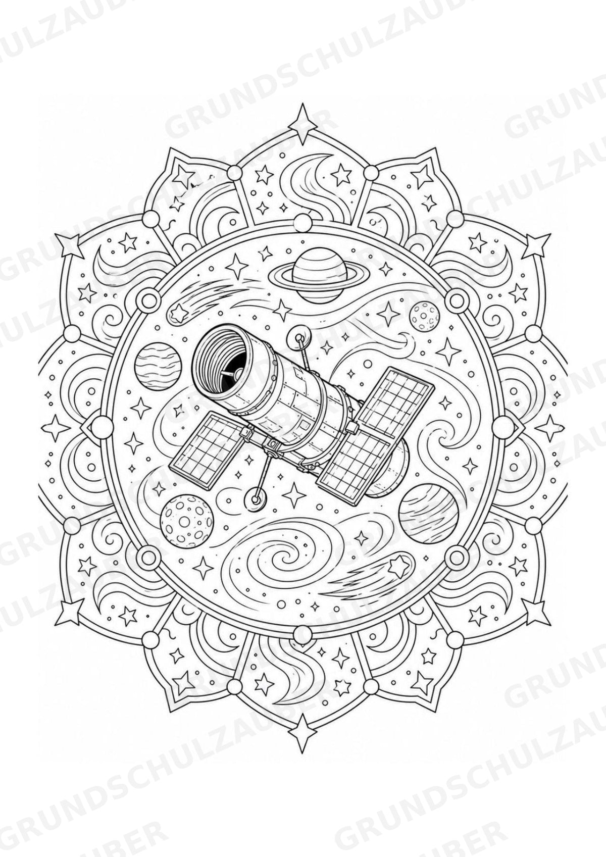 Universum Mandalas Ausmalbilder – Weltraum – 15 Malvorlagen – Materialseite 10